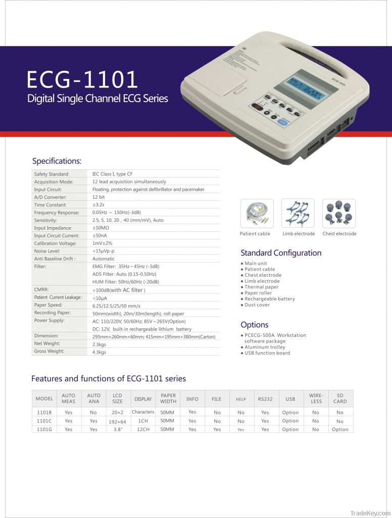 1 channel portable ECG machine