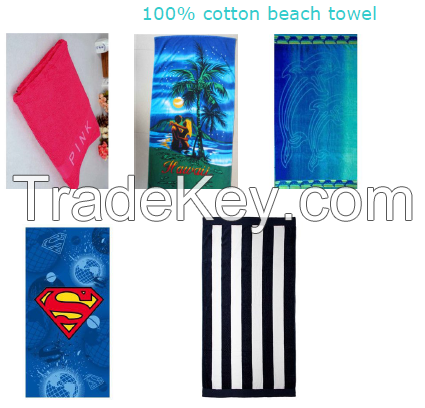 100% cotton wholesale reactive printing beach towel 