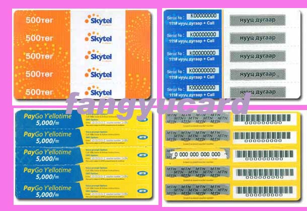 5 pin in 1 scratch card(prepaid scratch card)