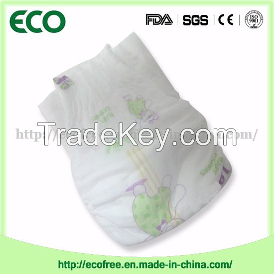 Extrathin Soft & Breathable OEM Disposable Baby Diaper in Vecro Type and Big Waist Band