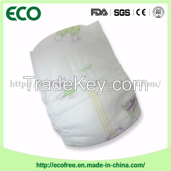 Extrathin Soft & Breathable OEM Disposable Baby Diaper in Vecro Type and Big Waist Band