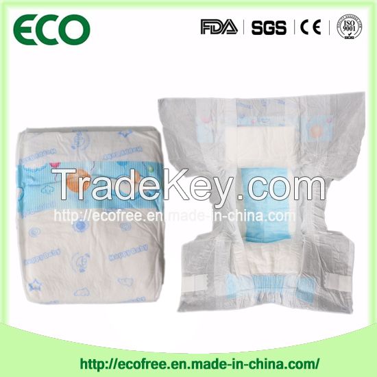 Extrathin Soft & Breathable OEM Disposable Baby Diaper in Vecro Type and Big Waist Band