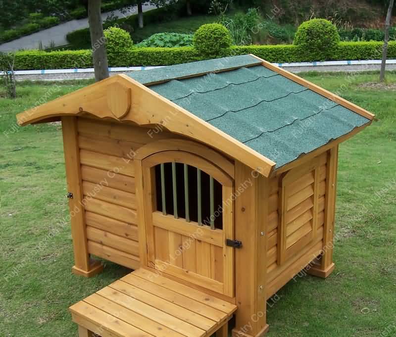 wooden dog house (dog kennel, pet house)