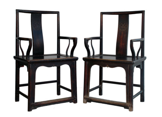 Chinese antique furniture official's hat armchairs