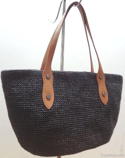 Straw tote handbag