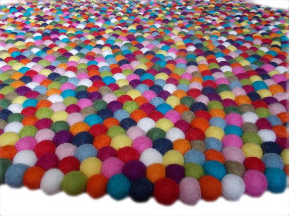 Multicolored Felt ball rug