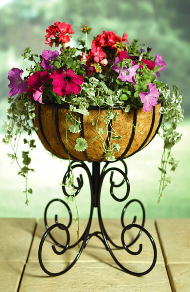 wrought iron garden flower planter
