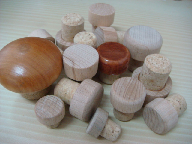 cork stopper with wood cap
