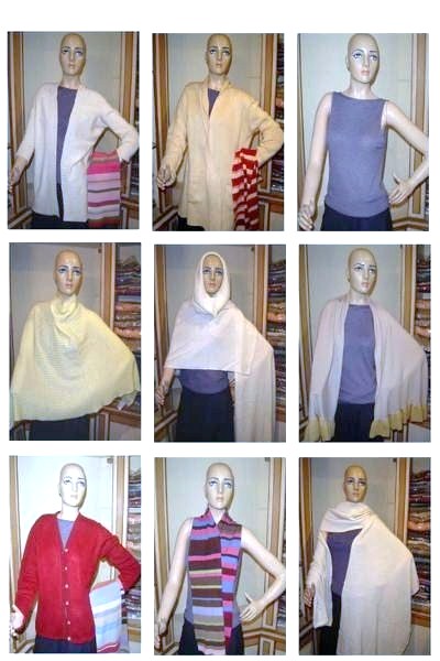 cashmere scarfs, sweater, and other knitted items