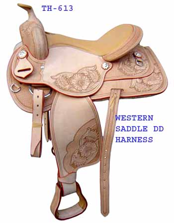 17"WESTERN  LEATHER SADDLE HAND CARVED
