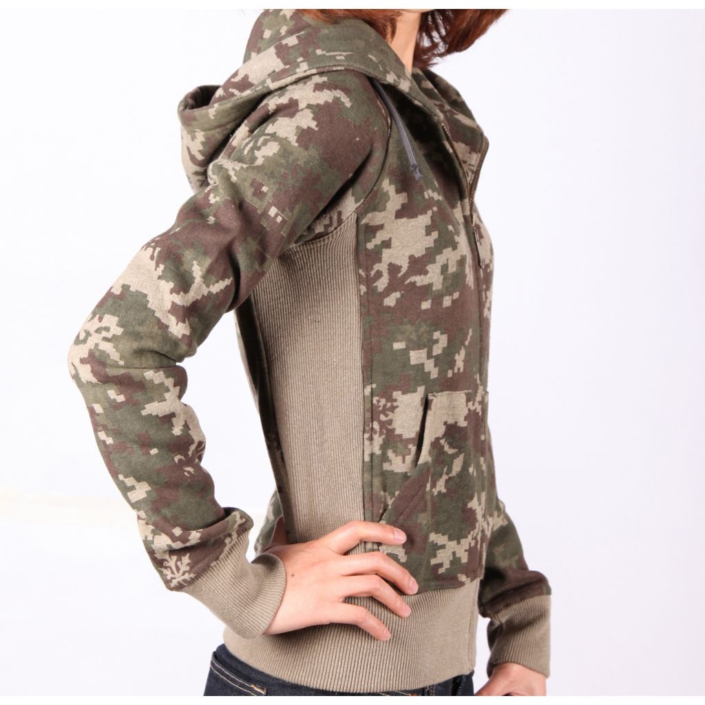 New Arrival Ladies hemp cotton Long sleeves Camouflage Hoodies Jackets W