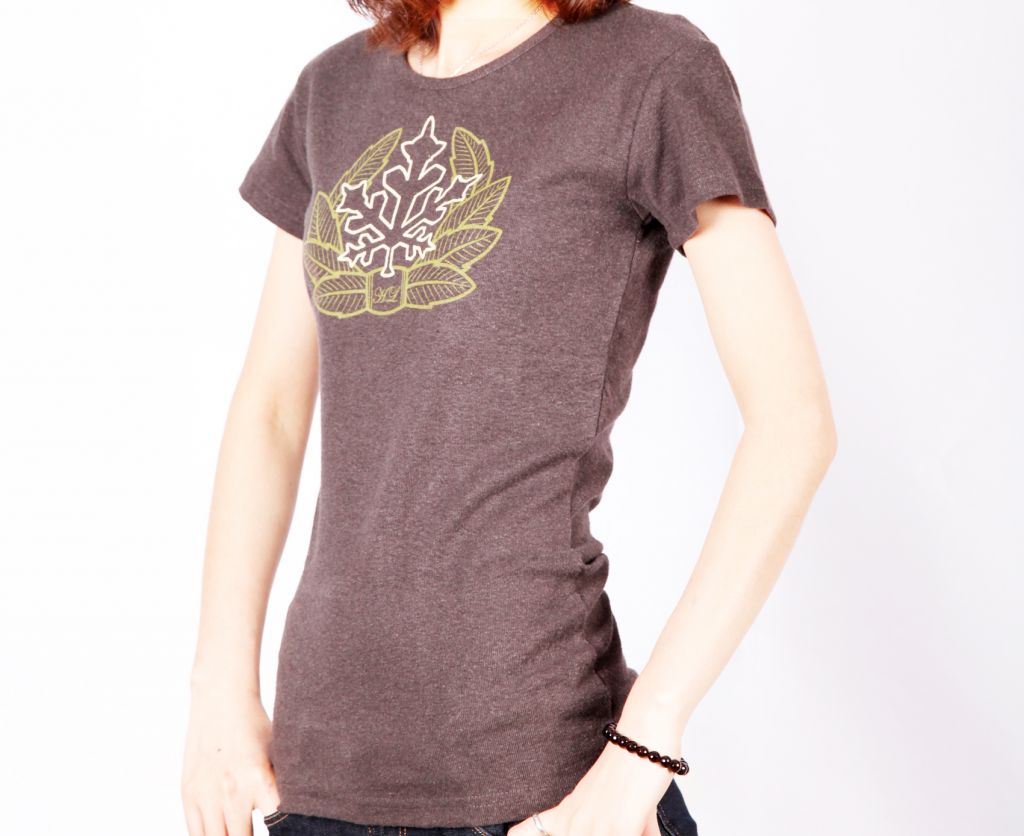 Sell Ladies Brown Short sleeves printed pattern Hemp cotton T-shirts B