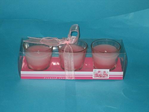 S/3 sea docorative candle in glass candleholder