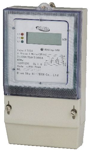 Three phase four wire electric watt hour meter