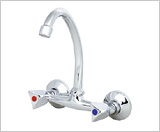 Double handle wall sink faucet