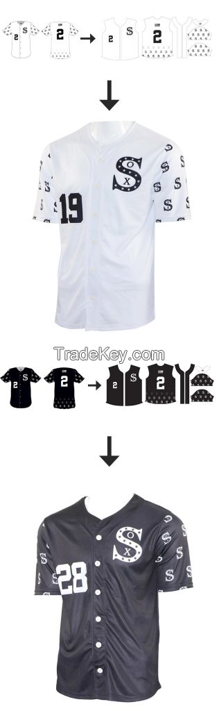 Best Quality custom button polyester short sleeve sublimation men baseball and softball jerseys 
