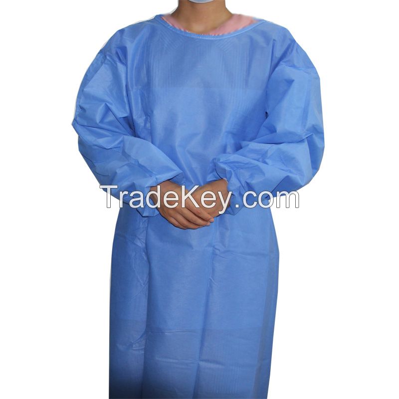 disposable non woven isolation gown PP isolation gowns aprons nonwoven TNT isolation gowns 