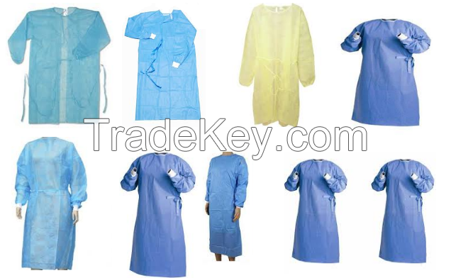 disposable non woven isolation gown PP isolation gowns aprons nonwoven TNT isolation gowns 