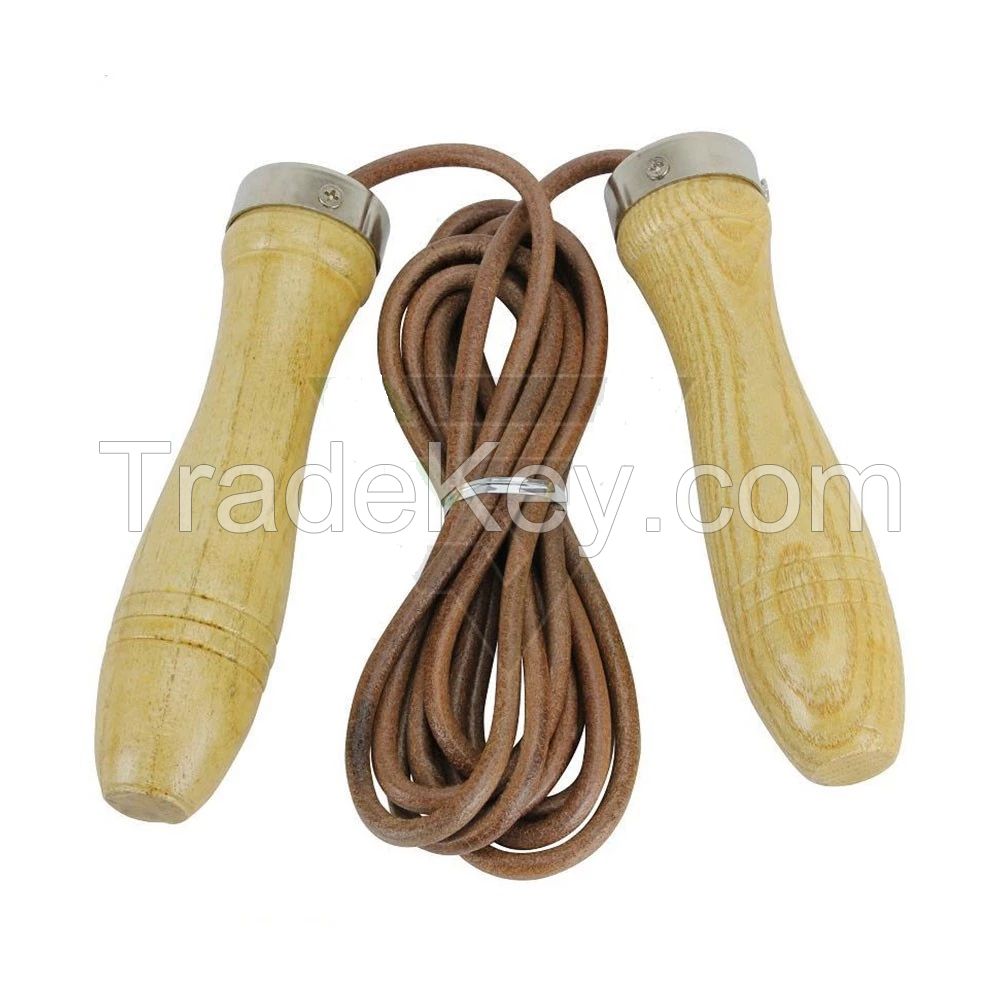 Wooden Handle With Leather Skipping Rope