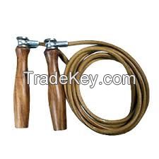 Customized Wooden Handle With Leather or Plastic Skipping Rope