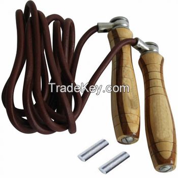 Customized Wooden Handle With Leather or Plastic Skipping Rope