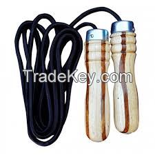 Customized Wooden Handle With Leather or Plastic Skipping Rope