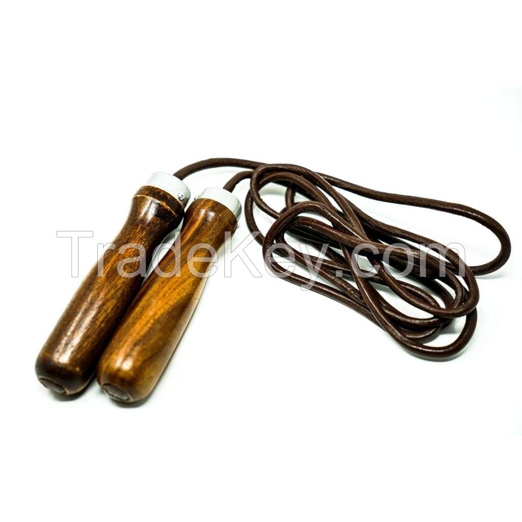 Customized Wooden Handle With Leather or Plastic Skipping Rope