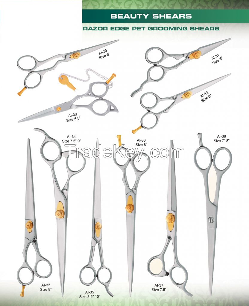BEAUTY INSTRUMENTS High Quality Professional High quality Pet Hair Cutting Shears Sharp Edged Pet Grooming Scissors