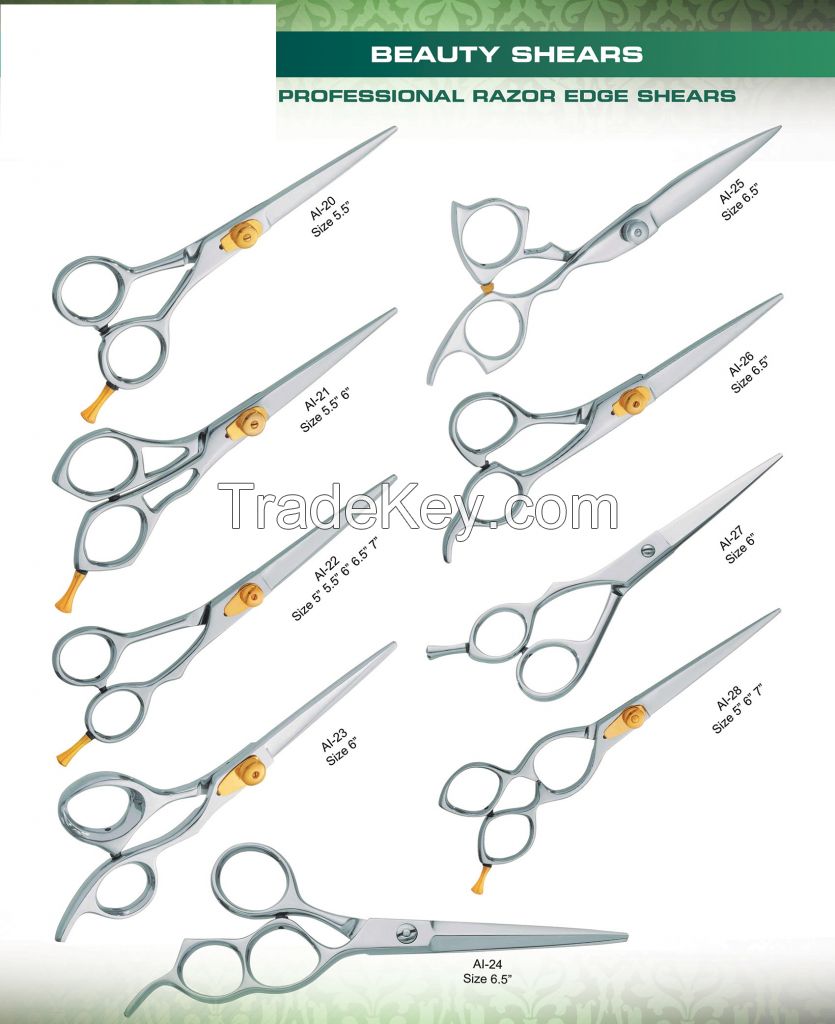 BEAUTY INSTRUMENTS High Quality Hair Cutting Scissor Barber Shear Stainless Steel and Razor Edge straight hair scissors