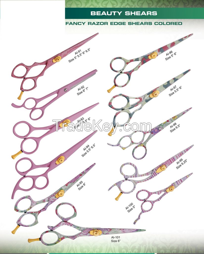 BEAUTY INSTRUMENTS High Quality Professional Fancy Razor Edge Shears Colored