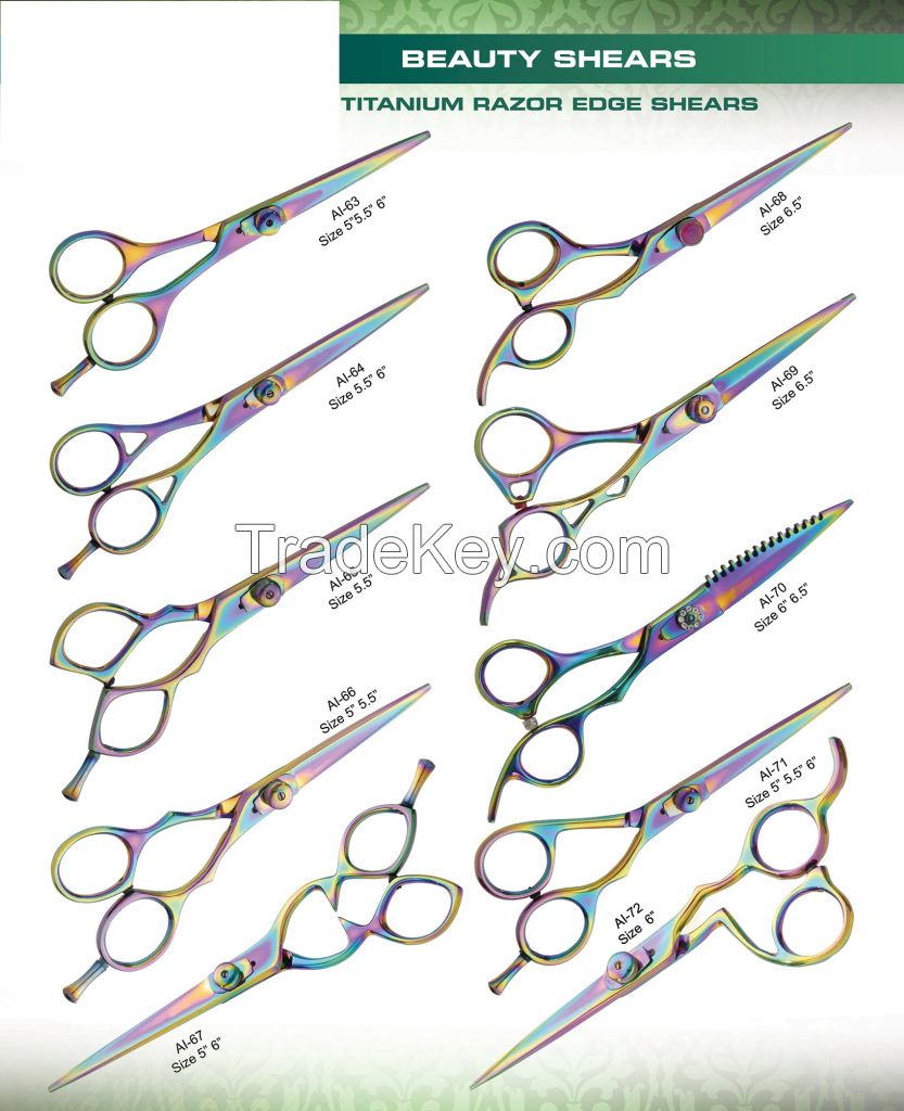 BEAUTY INSTRUMENTS High Quality Professional Titanium Razor Edge Thinning Shears