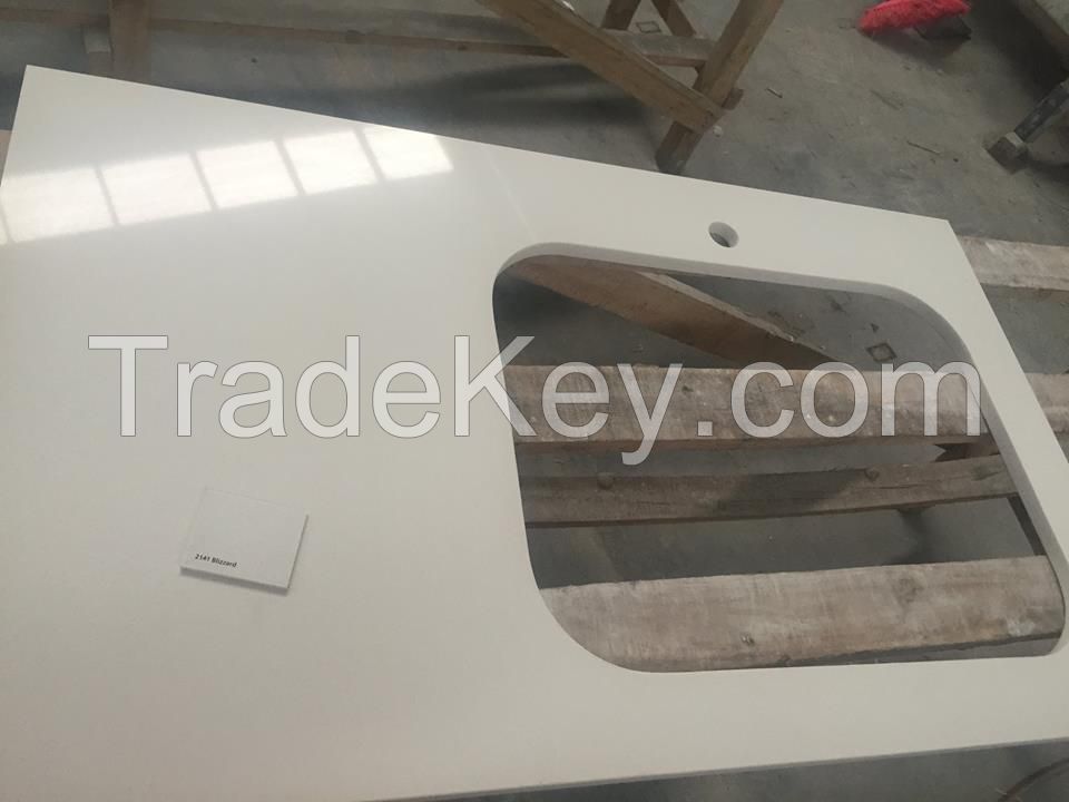 Chinese Pure White Quartz Countertops Vanity 