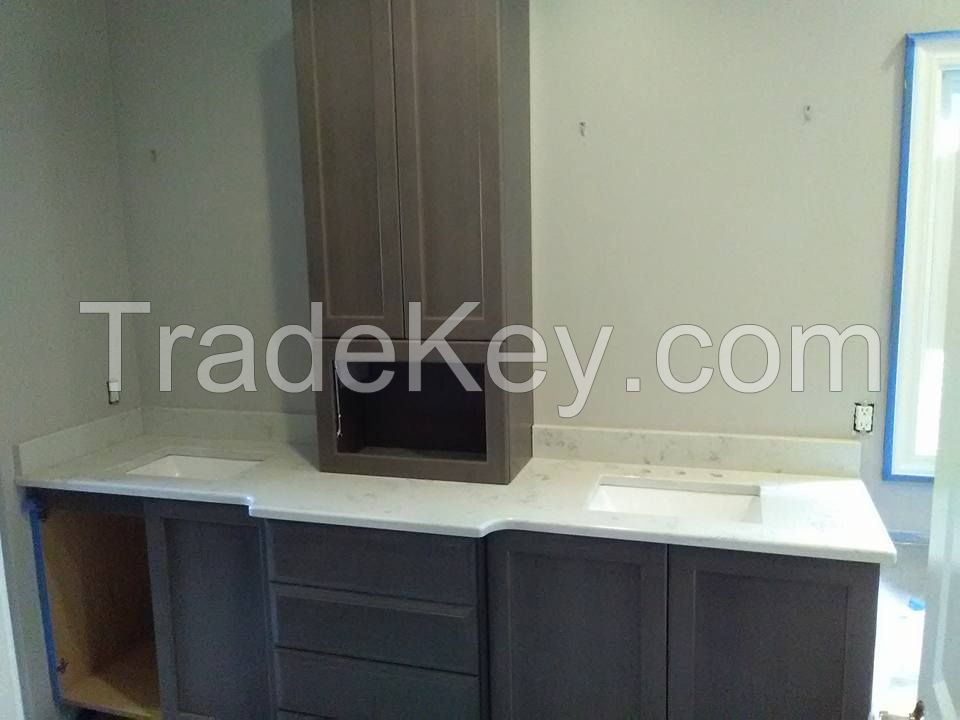 Chinese Carrara White Quartz Countertops Vanity