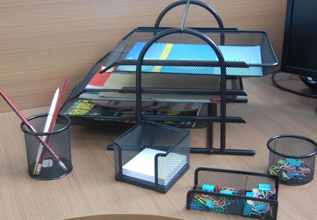 metallic office supplies, pen holder, magazine file, document tray, wa