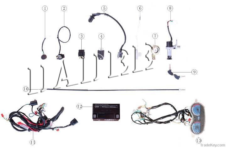 WL-B02C Scooter electronic parts/start relay, CDI, main wires, battery