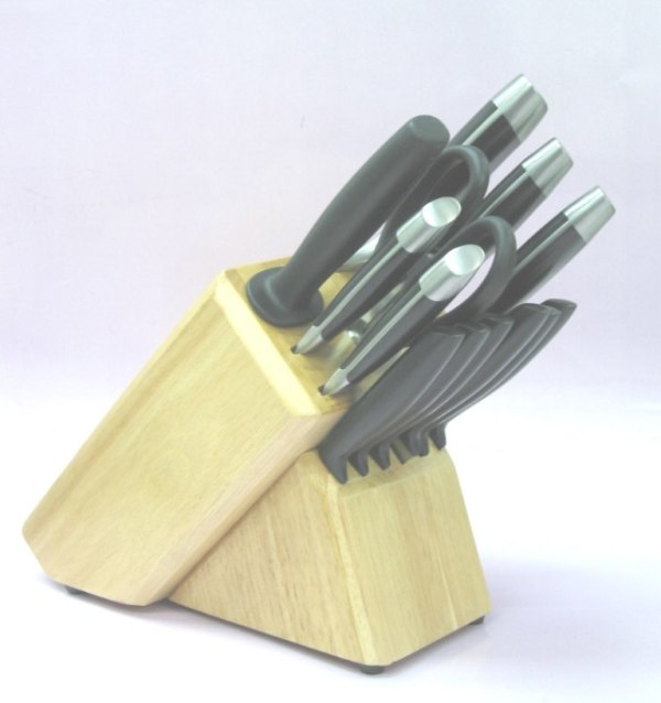 13PCS Forged POM Knives Set Plus Rubber Wooden Block