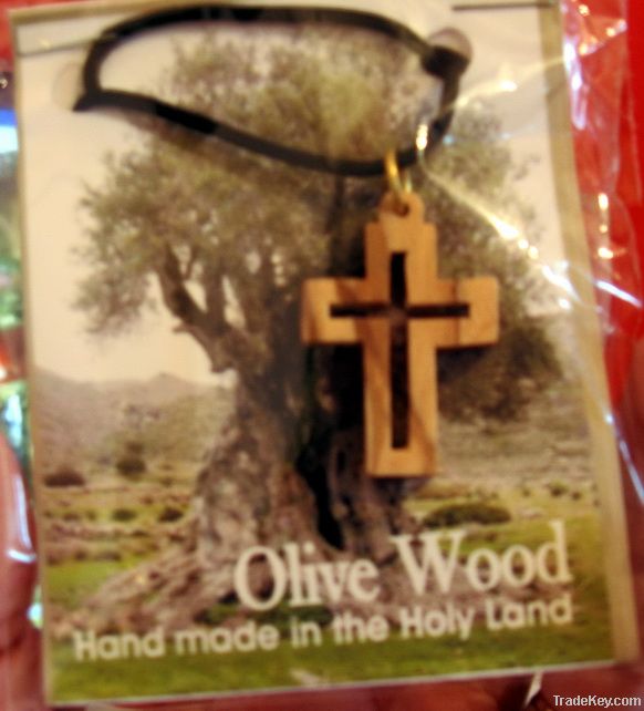 olive wood cross necklace