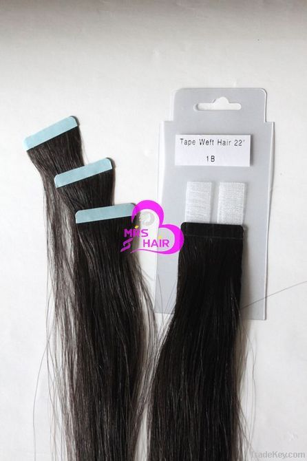 100% huamn hair remy quality--tape weft hair extension