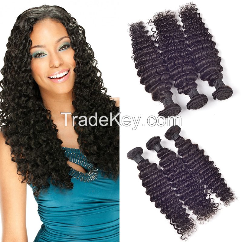 wholesale unprocessed deep wave natural 100% brazilian virgin hair