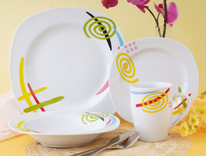 16 PCS SQUARE PORCELAIN DINNER SET