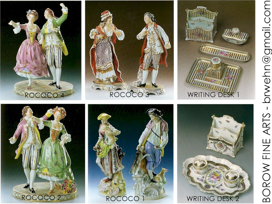 Porcelain - Rococo colorful figures / mirrors