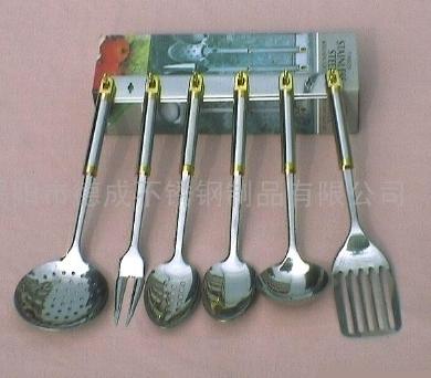7pcs kitchen utensil set with gold head (pp) handle