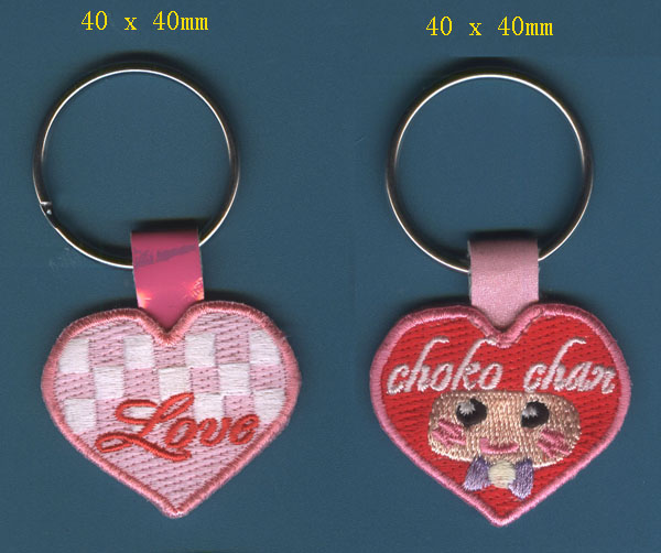 embroidery keychain, ribbon key ring, cotton embroidery key ring