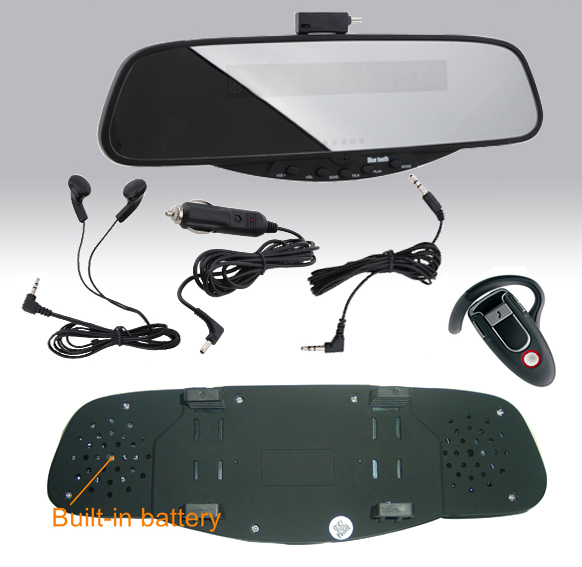 Bluetooth stereo Handsfree rearview Mirror +  Wireless Earpiece+ Built
