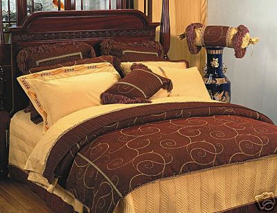 11 pc Chenille Embroidered Luxury Bedding Set