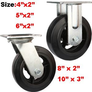 cast iron rubber caster wheels