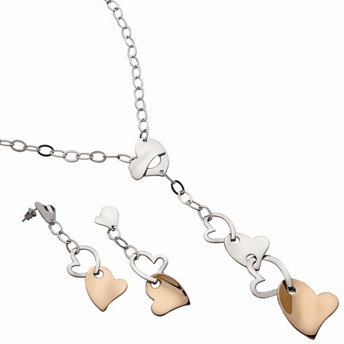 STERLING SILVER ROSE GOLD PLATED JEWELLERY SET