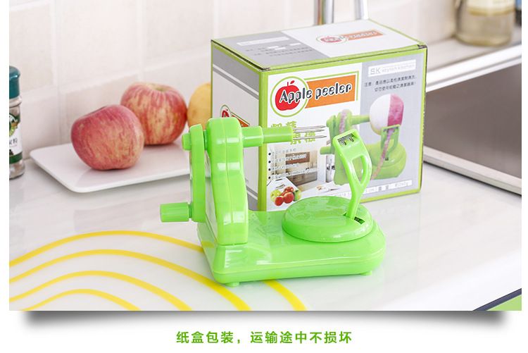 Hand crank fruit peeler