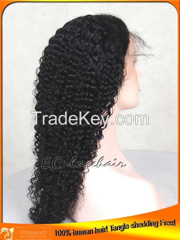Wholesale Virgin Indian Brazilian Human Hair Kinky Culy Full Lace Wigs, Cheap Price