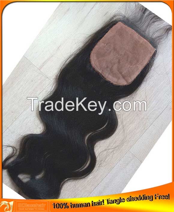Indian Brazilian Virgin Human Hair Silk Base Lace Top Closures in stock, Factory Price Supplier